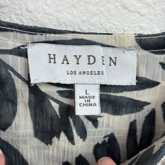 Hayden black & dark gray leaf print silk-organza - like square neck A line dress - Picture 8 of 8